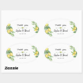 Charm Watercolor Lemon Tropische Hochzeit Ovaler Aufkleber (Blatt)