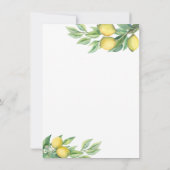 Charm Watercolor Lemon Tropische Probe Abendessen Einladung (Rückseite)