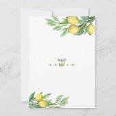 Charm Watercolor Lemon Tropische Probe Abendessen Einladung (Rückseite)