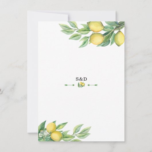 Charm Watercolor Lemon Tropische Probe Abendessen Einladung (Rückseite)