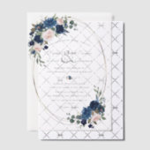 Charm Watercolor Navy Blush Blume Hochzeit Pergament Einladungen (Versetzt (Einladung))