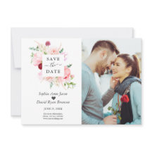 Charm Watercolor Rosa Rote Blume Foto Hochzeit