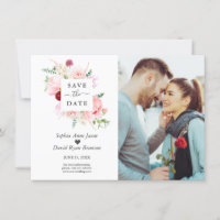 Charm Watercolor Rosa Rote Blume Foto Hochzeit