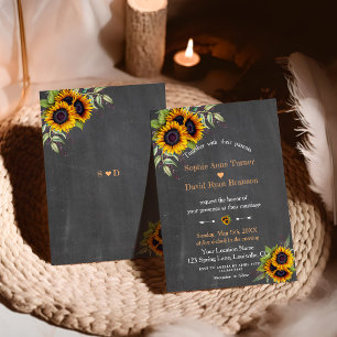 Charm Watercolor Sonnenblumen Chalkboard Hochzeit Einladung