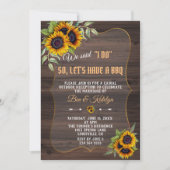 Charm Watercolor Sonnenblumen Wood Wedding I DO GR Einladung (Vorderseite)