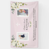 Charm Watercolor White Floral Taufe Girl Foto Banner (Vertikal)
