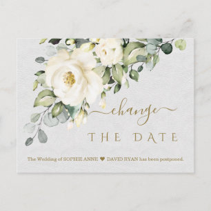 Charm Wedding White Floral ändern das Datum Postkarte