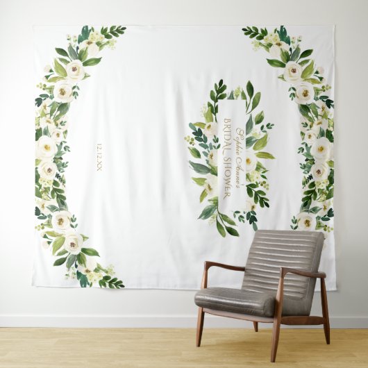 Charm Weiße Blume Brautparty Foto Messestand Wandteppich (Beispiel (Horizontal))