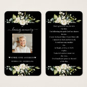 Charm White Blume Black Foto Beerdigung Gebet (Vorne & Hinten)