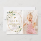 Charm White Blume Gold Cross Foto Christine Dankeskarte (Vorderseite)