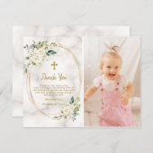 Charm White Blume Gold Cross Foto Christine Dankeskarte (Vorne/Hinten)