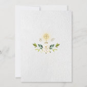 Charm White Blume Gold Erste heilige Kommune Einladung (Rückseite)