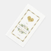 Charm White Blume Gold Monogram Wedding Serviette (Ecke)