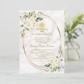 Charm White Blume Marmor Gold Heilige Kommune Einladung (Stehend Vorderseite)