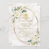 Charm White Blume Marmor Gold Heilige Kommune Einladung (Vorne/Hinten)