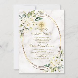 Charm White Blume Marmor Gold Heilige Kommune Einladung