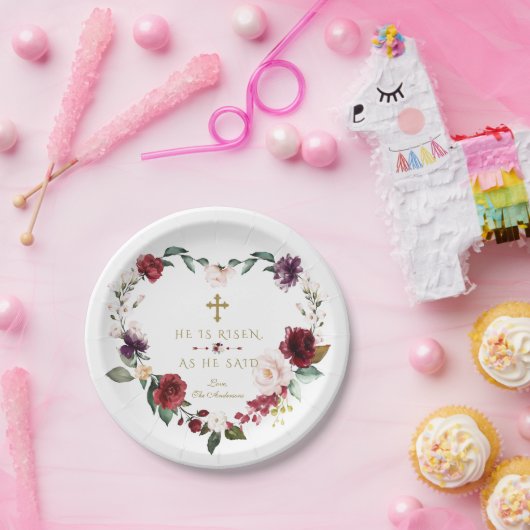 Charm White Cream Blume ist er Gold Oster Rised Pappteller (Party)