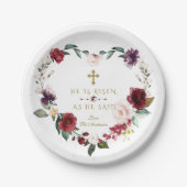 Charm White Cream Blume ist er Gold Oster Rised Pappteller (Vorderseite)