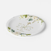 Charm White Cream Blume ist er Gold Oster Rised Pappteller (Schrägansicht)