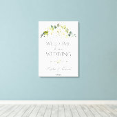 Charm White Cream Floral Begrüßungszeichen Leinwanddruck (Insitu (Holzboden))