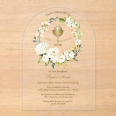 Charm White Cream Floral First Heilige Kommune Acryleinladungen (Vorderseite)