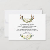 Charm White Cream Ivory Blume Antlers Wedding Dankeskarte (Rückseite)