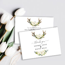 Charm White Cream Ivory Blume Antlers Wedding Dankeskarte