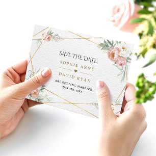 Charm White Dusty Rose Blumen Goldene Hochzeit Save The Date
