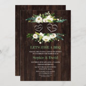 Charm White Floral Frame Baron I DO GRILLEN Einladung (Vorne/Hinten)