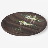 Charm White Floral Frame Baron I DO GRILLEN Pappteller (Schrägansicht)