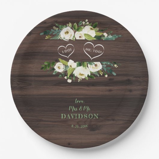 Charm White Floral Frame Baron I DO GRILLEN Pappteller (Vorderseite)