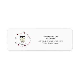 Charm White Floral Monogram Rücksendeadresse