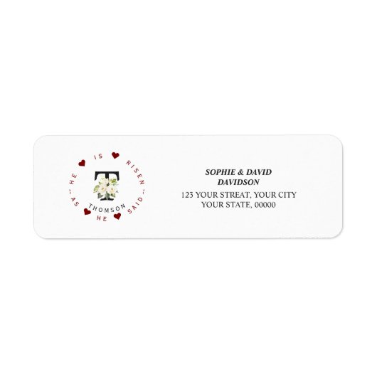 Charm White Floral Monogram Rücksendeadresse (Vorne)