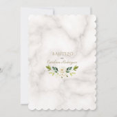 Charm White Floral Spanish Einladung De Bautizo (Rückseite)