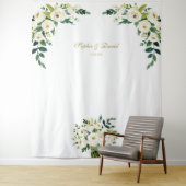 Charm White Floral Wedding Foto Stand Hintergrund Wandteppich (Beispiel)