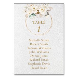Charm White Gold Blume Taufen Seating Chart Tischnummer