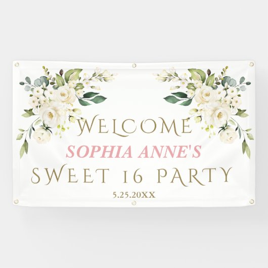 Charm White Ivory Blues Sweet !6 Willkommensunters Banner (Horizontal)