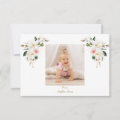 Charm White Magnolia Foto Girl Taufe Dankeskarte (Vorderseite)