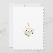 Charm White Magnolia Pink Gold Floral Taufe Einladung (Rückseite)