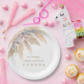 Charm White Orchid Blush Rose Pampas Grass Wedding Pappteller (Party)