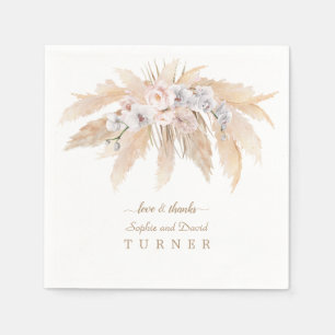 Charm White Orchid Blush Rose Pampas Grass Wedding Serviette