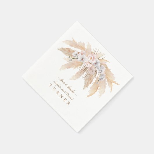 Charm White Orchid Blush Rose Pampas Grass Wedding Serviette (Ecke)