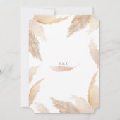 Charm White Roses Pampas Grass Gold Hochzeit Einladung (Rückseite)