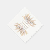 Charm White Roses Pampas Grass Wedding Napkins Serviette (Ecke)