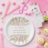 Charm White Roses Pampas Grass Wedding Pappteller (Party)