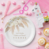 Charm White Roses Pampas Grass Wedding Pappteller (Party)