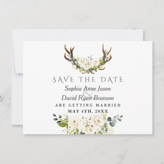 Charm White Watercolor Blume Blütenhochzeit Save The Date (Vorderseite)
