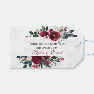 Charm Winter Burgundy Pine Frame Wedding Geschenkanhänger