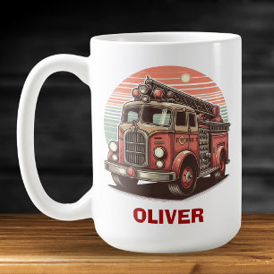 Charmant-retro-vintage-Feuerwehrfahrzeug bei Sonne Kaffeetasse