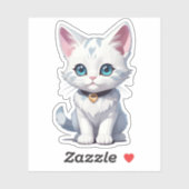 Charmant-White Cat Design Aufkleber (Blatt)
